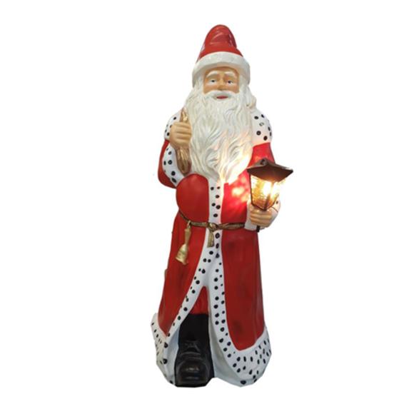 Garden light sculpture designed as decorative santa claus with a lamp figure 190cm height