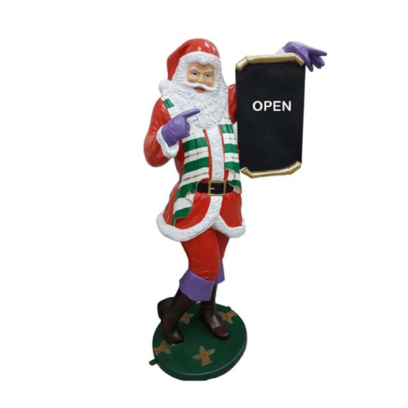 Commercial decorative sculpture designed as santa claus with a board figure 190cm height