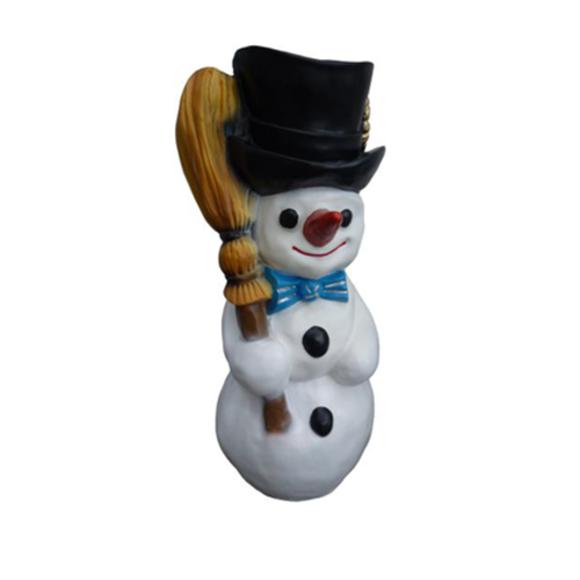 Christmas decorative figure designed as snowman with a black hat & a broom 43cm