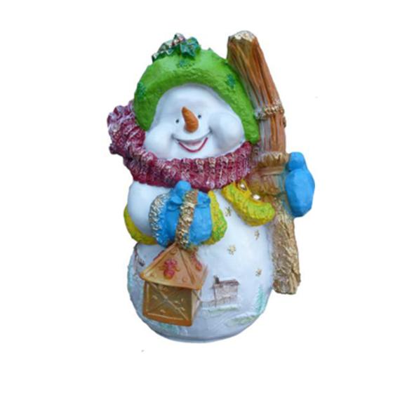 Christmas colorful decor figure of a snowman with a lamp & a broom 40cm