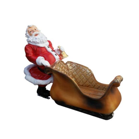 Christmas decor figure designed as santa claus with a sleigh & a bell 50cm