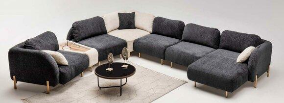 Modular sectional sofa corner sofa U shape Counch grey ottoman fabric sofa