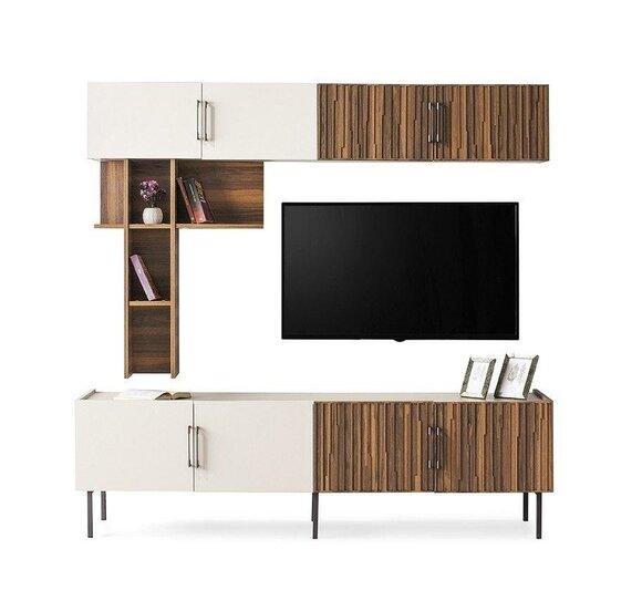 Modern wall unit designer wood furniture RTV wall unit shelves 3-piece set