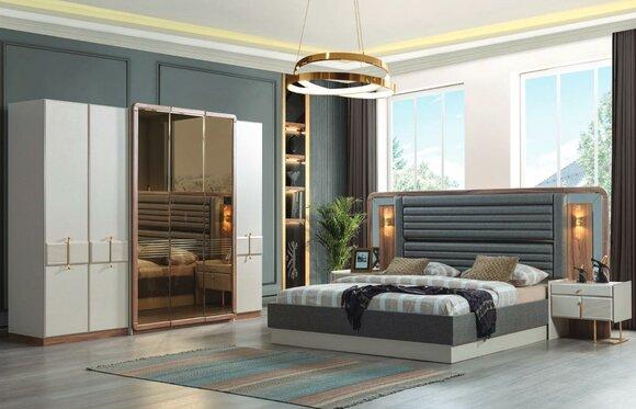 Complete bedroom luxury set bed 2x bedside tables modern furniture 4 pcs