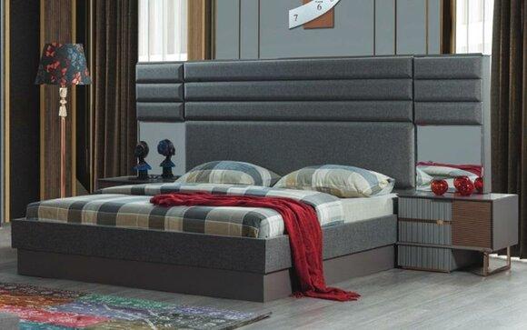 Bedroom furnishings Luxury double bed Designer bedside tables 3-piece set