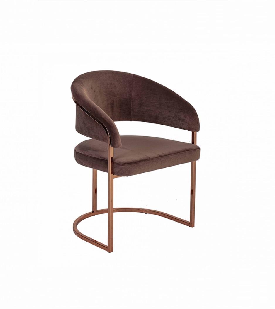 Brown Luxury Dining Chair Modern Upholstered Seater Textile Furniture New