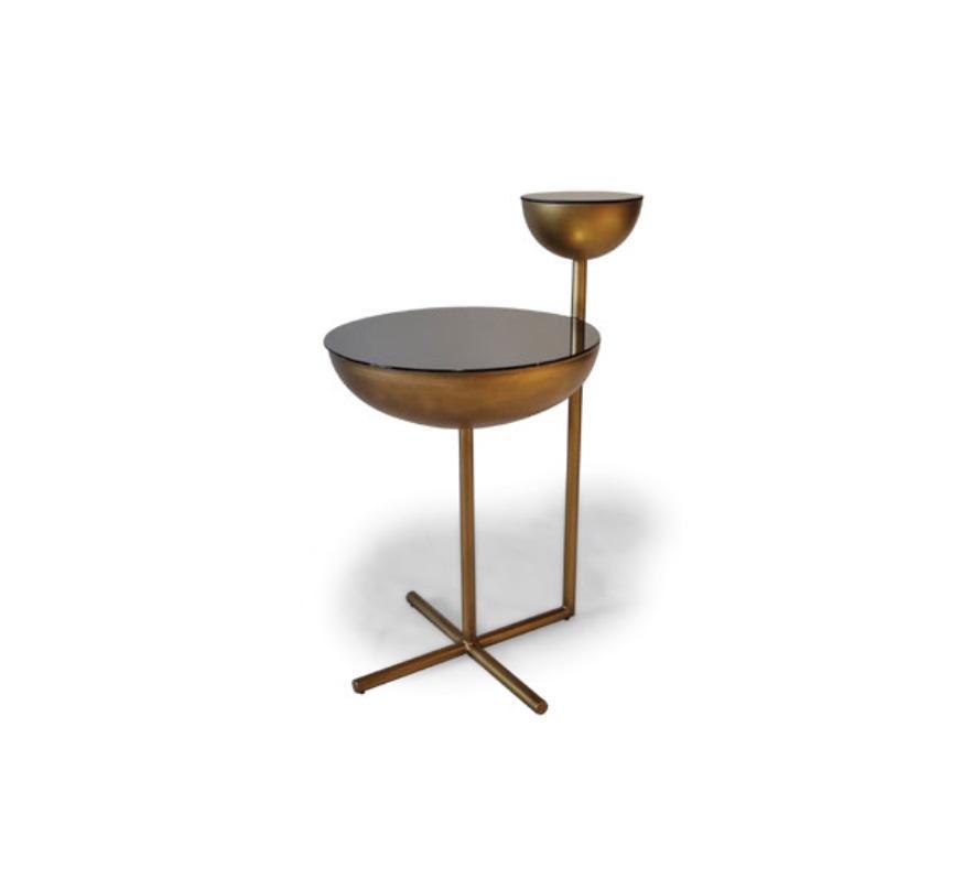 Modern side table with glass top Designer round coffee table style