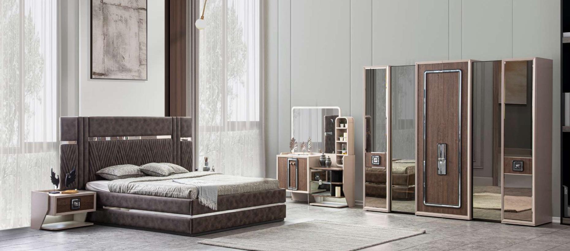 Bed 2x bedside tables 5pcs Bedroom Design Modern Luxury Furniture New