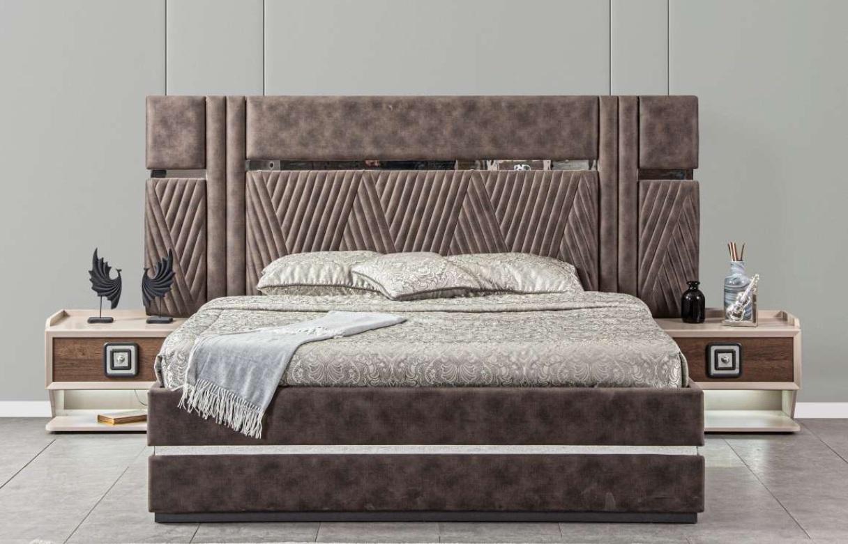 Bed 2x bedside tables 3 pcs. bedroom sets design modern luxury beds
