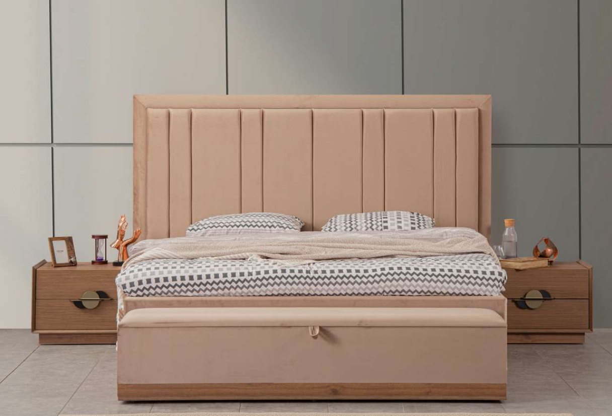Bedroom bed 180x200 2x bedside tables 3-piece set luxury modern
