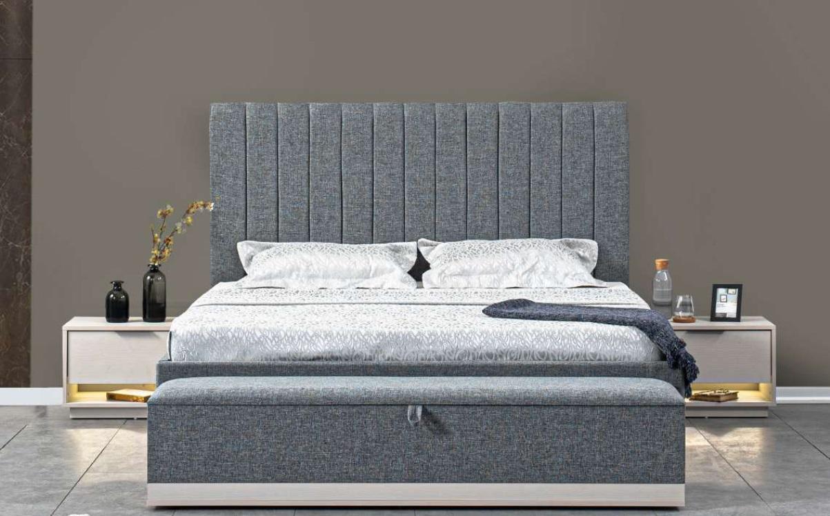 Bed textile 2x bedside tables 3-piece bedroom set furniture modern luxury