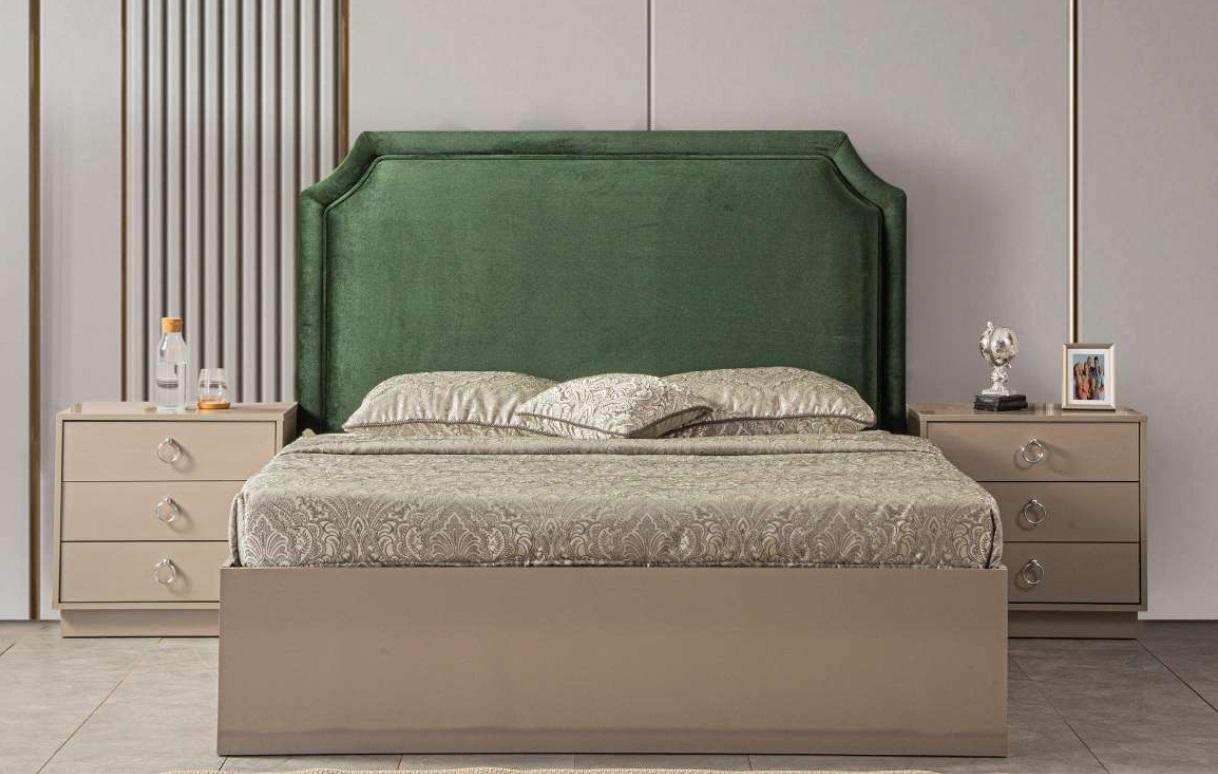 Bed 2x Bedside Tables Modern Bedroom Furniture Luxury Wood Design 3pcs.