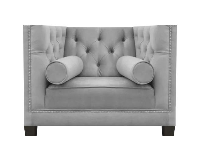 Chesterfield grey armchair living room upholstered furniture designer textile new