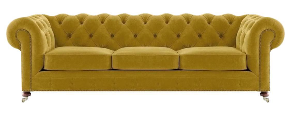 Chesterfield design luxury upholstered sofa couch seat three-seater textile living room