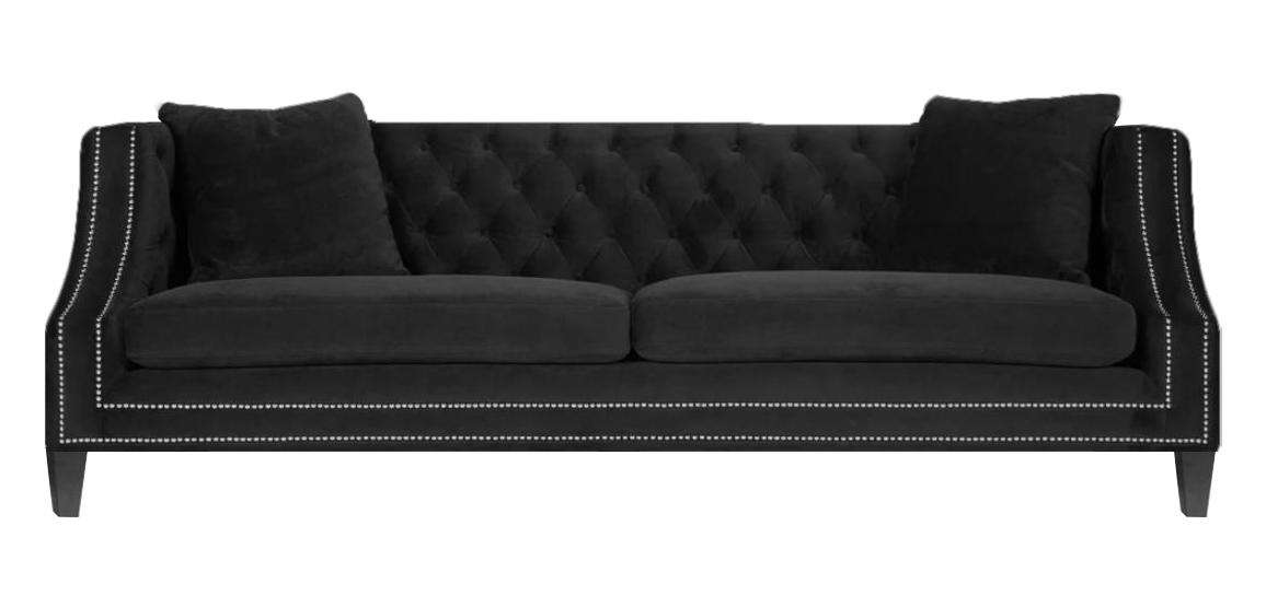 Black luxury sofa two seater couch Chesterfield living room upholstered furniture