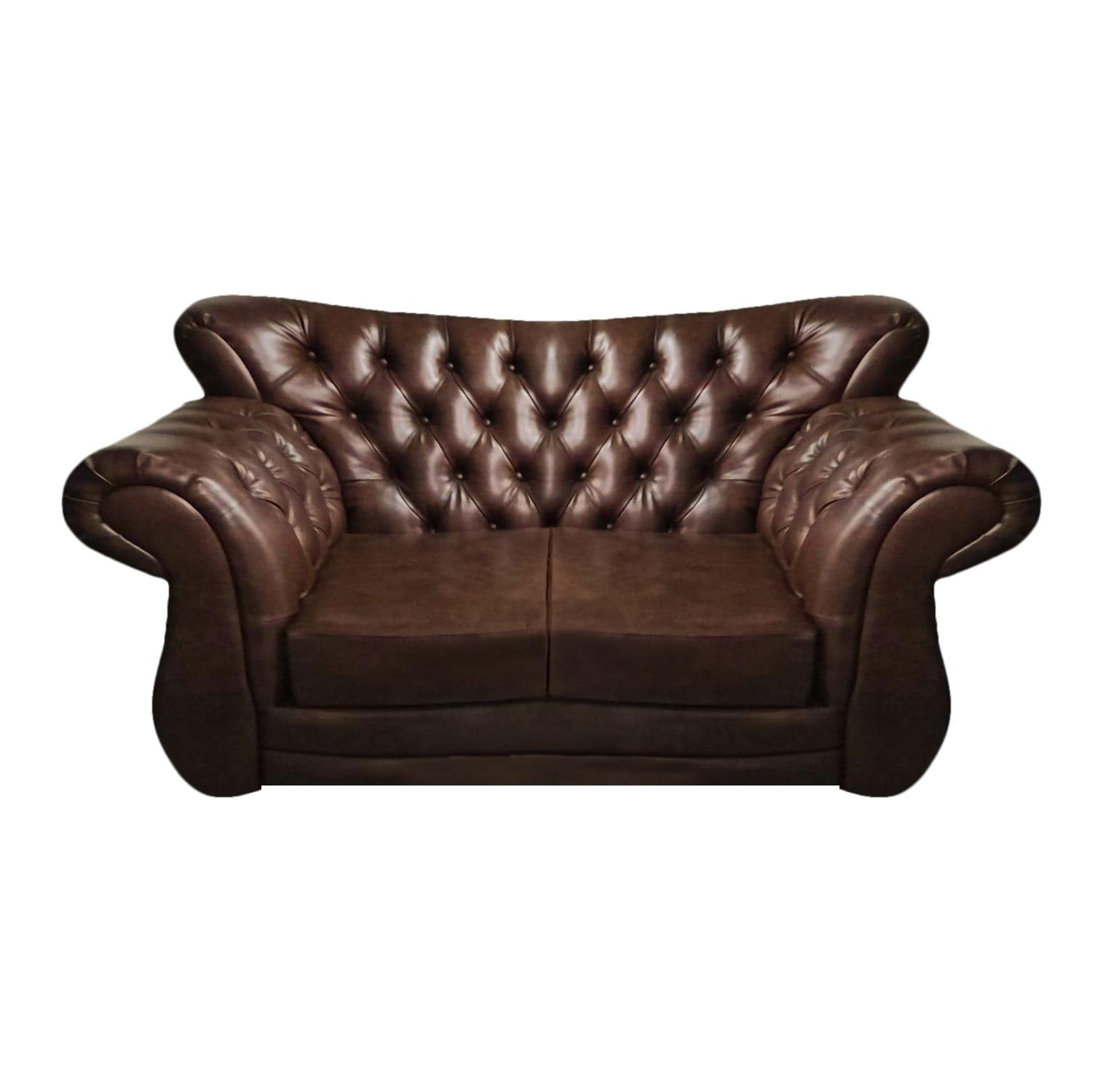 Brown luxury sofa two seater couch chesterfield living room upholstered furniture