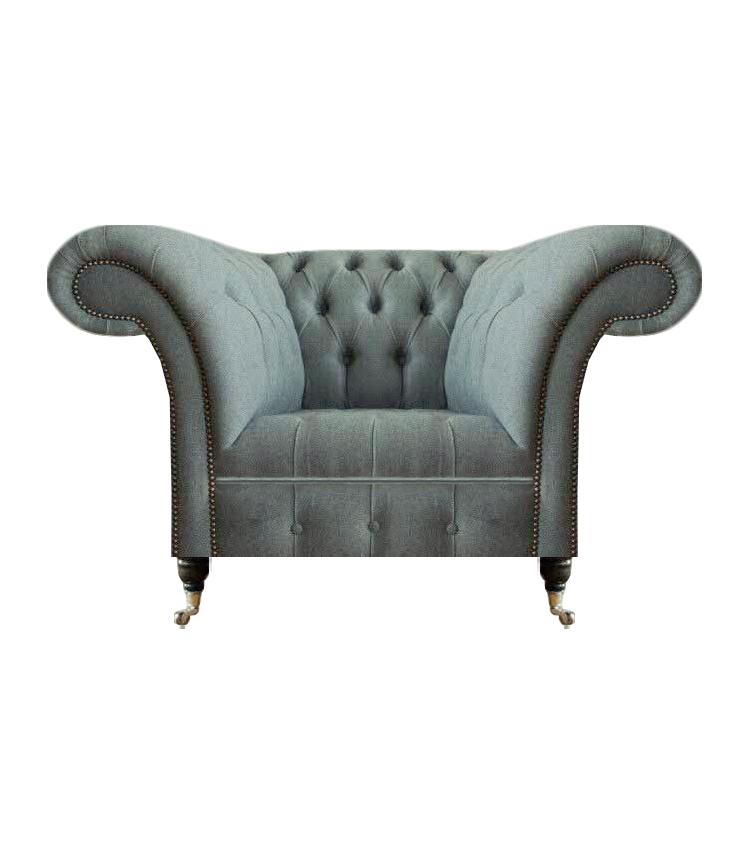 Grey armchair Chesterfield furnishing living room upholstered armchair textile new