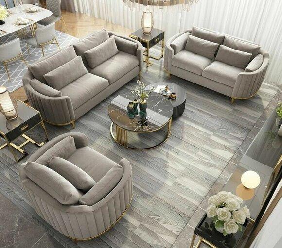 Sofa Set Designer 3+2+1 Seater Sofa Couch Fabric Set Upholstery Set Modern