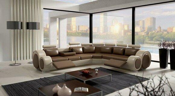 Leather sofa design corner sofa Berlin with relaxation function