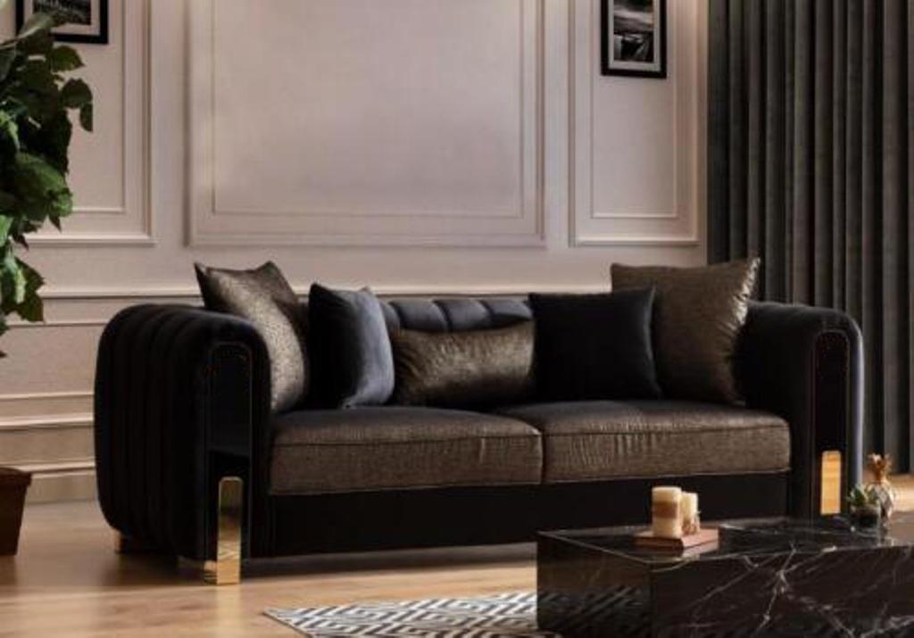 Medusa Three Seater Sofa 3 Seater Couches Sofas Luxury Upholstery Couch Black Fabric