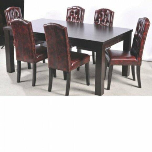 6x dining chair chairs set complete set seat upholstery Chesterfield leather