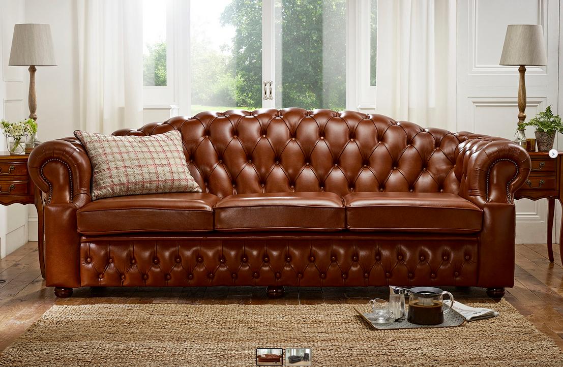 Chesterfield XXL Sofa 5-Seater Brown Upholstered Faux Leather Living Room With Cushions New