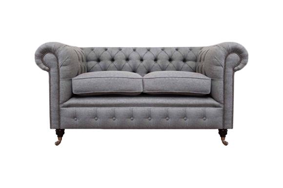 Design Sofa Polster Couch Grau Luxus Textil Zweisitzer Sofas Chesterfield