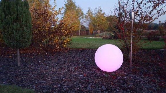 Decorative garden sculpture designed as a Ball Luminous purple light 50cm