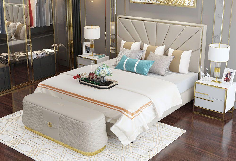 Double Bed Beds Upholstered Marriage Hotel Luxury Leather Modern Designer Bedroom