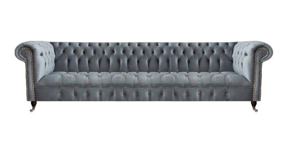 Chesterfield Luxus Viersitzer Grau Sofa Couch Wohnzimmer Einrichtung