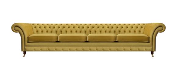 Viersitzer Sofa Couch Gelb Möbel Wohnzimmer Polstermöbel Chesterfield Neu