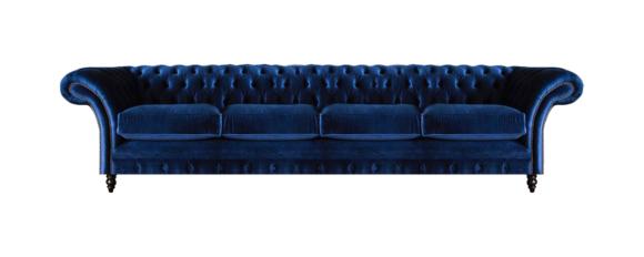 Luxus Design Chesterfield Viersitzer Sofa Blau Couch Einrichtung Wohnzimmer