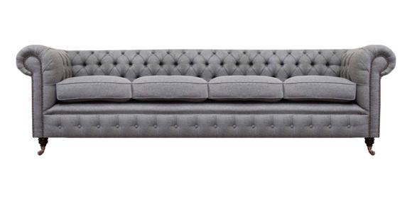 Chesterfield Viersitzer Grau Sofa Couch Wohnzimmer Einrichtung Neu Textil