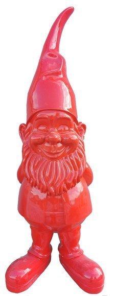 Abstract decorative figure designed as a gloss full red colored dwarf 90cm K62