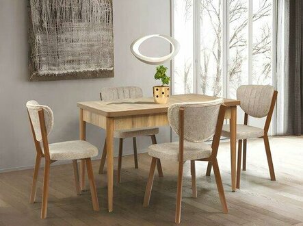 Robust wooden table designer light brown dining table elegant extendable top