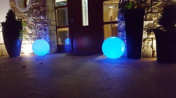 Decorative garden sculpture designed as a Ball Luminous blue light 50cm