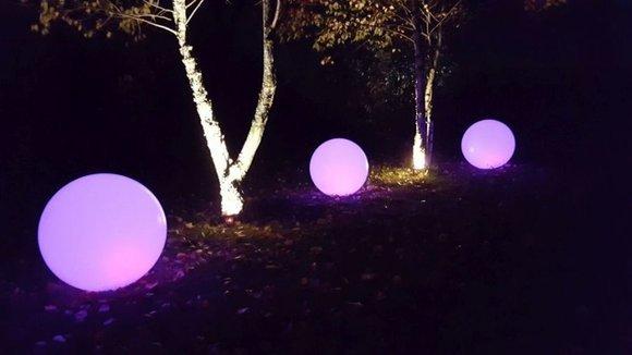 Modern style outdoor decor figure of a ball lamp with purple light 50cm