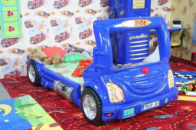 Bed with Mattress Cot Car Bed Children\'s Room Colour Selection - TRUCK