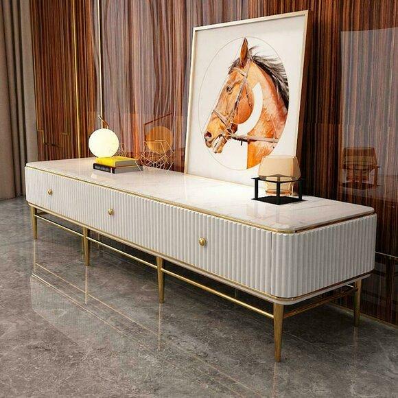 Designer Dresser Sideboard Side Low Board Cabinet Room Shelf Wooden Luxury