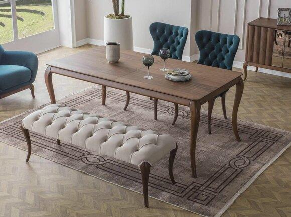 Chesterfield dining room bench and 4x upholstered chairs dining room dining table