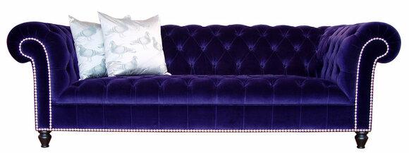 Chesterfield Sofa 3-Seater Luxurious Neon Purple Textile Fabric Upholstery Comfortable Couch New