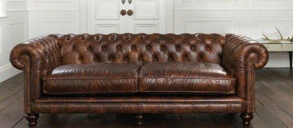 Chesterfield Classic Sofa 3-Seater Antique Style Real Leather 100% Comfortable Soft Cushions New