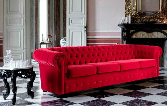 Chesterfield Sofa Luxurious 4-Seaters Velvet Textile Upholstered Pink Cover Comfortable Couch New