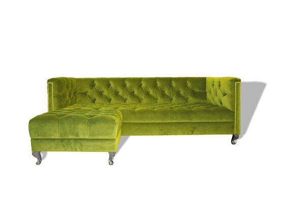 Chesterfield Sofa 3-Seater Salad Green Textile Upholstered Comfortable Couch New