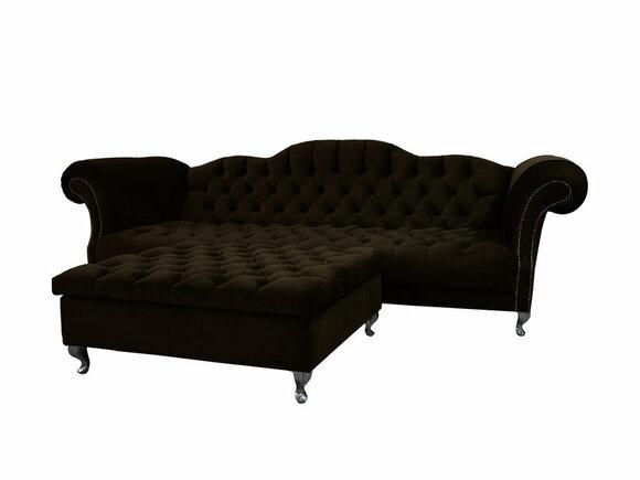 Amazing 3-Seater Sofa Chesterfield Dark Textile With Buttons Comfortable Couch New