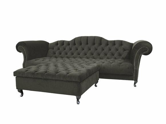 Upholstered Sofa 3-Seater Grey Textile Classic Royal Desing Couch Comfortable New