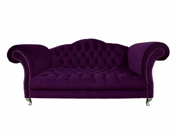 Comfortable Chesterfield Sofa 3-seater Purple Textile With Buttons Royal Design New