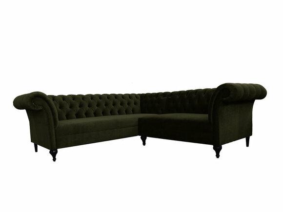 Chesterfield Corner Sofa L-Shaped Dark Textile Couch Comfortable Living Room Couches New