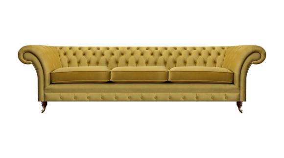 Chesterfield Neu Luxus Sofa Dreisitzer Polstermöbel Modern Gelb Textil