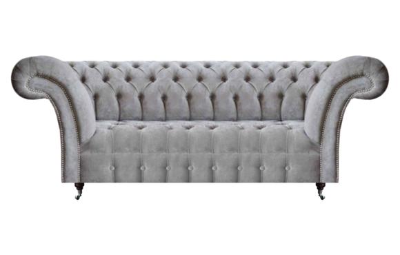 Modern Wohnzimmer Dreisitzer Sofa Polsteritz Grau Couch Chesterfield